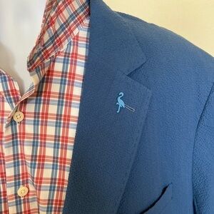 NWT TailorByrd Blue Seersucker Blazer Size 46R